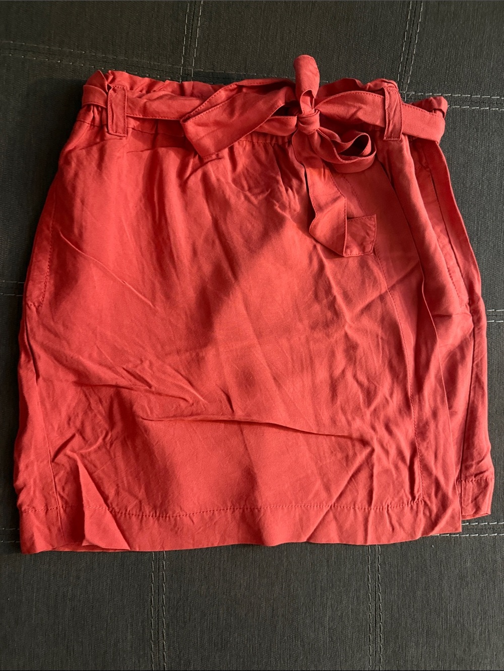 Burnt Orange Paperbag Waist Tie Skirt